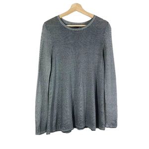 Eileen Fisher Knitted Pullover Top Crew Neck Gray Navy Sz XXS